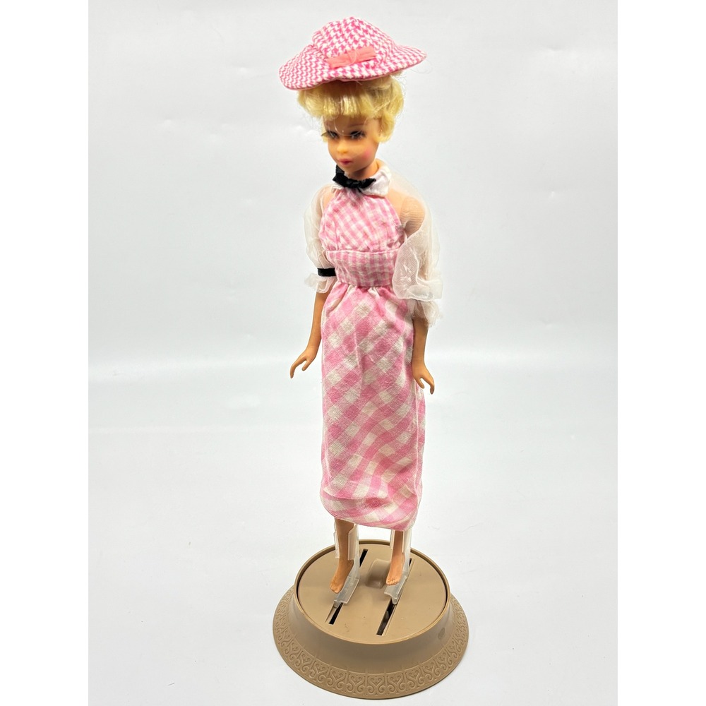 Vintage 1966 Mattel Barbie Doll Japan TNT Gingham Maxi Dress & Hat Mod Era